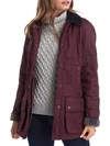 Barbour Beadnell Jacket In Diamond Polarquilt In Aubergine Purple And Black