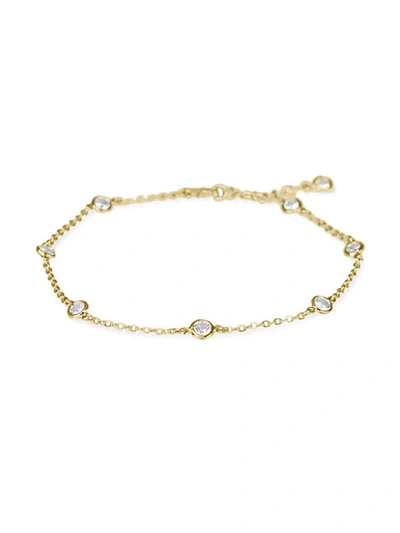 Cz By Kenneth Jay Lane Look Of Real 14k Goldplated & Crystal Anklet