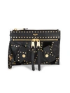 MOSCHINO STUDDED LEATHER CLUTCH,0400013038051