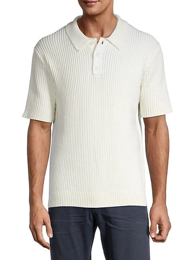 Helmut Lang Ribbed Cotton-blend Polo In Dove