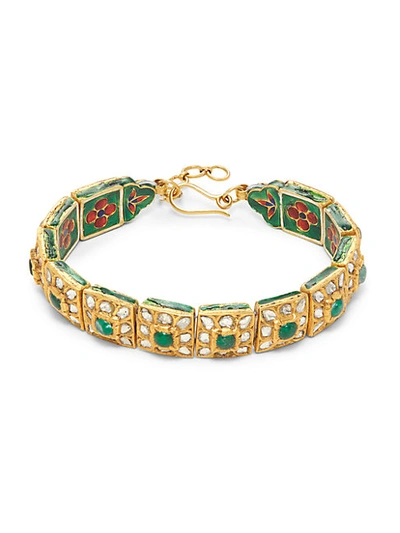 Amrapali 18k & 22k Yellow Gold, Diamond & Emerald Bracelet