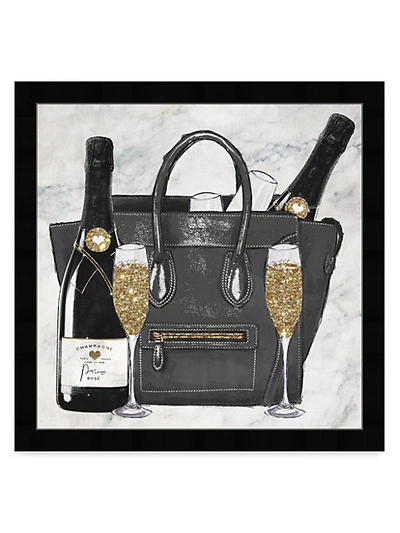 Oliver Gal All Day Shopping Bag & Drinks Framed Wall Art In Grey Multi