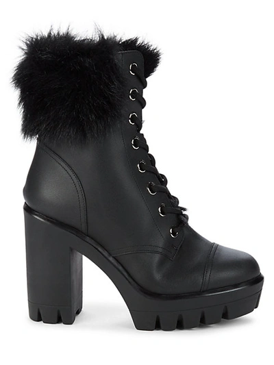 Giuseppe Zanotti Chunk Leather & Shearling Booties In Nero