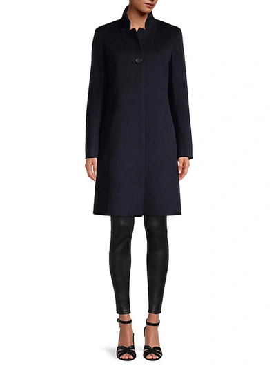 Cinzia Rocca Icons Stand-collar Wool-blend Coat In Navy