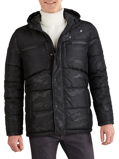 Kenneth Cole Camo Puffer In Black
