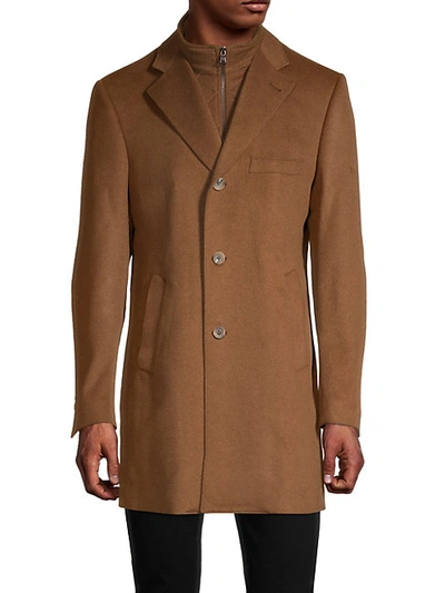 Saks Fifth Avenue Men's Modern Fit Wool Blend Car Coat With Bib In Dark Camel