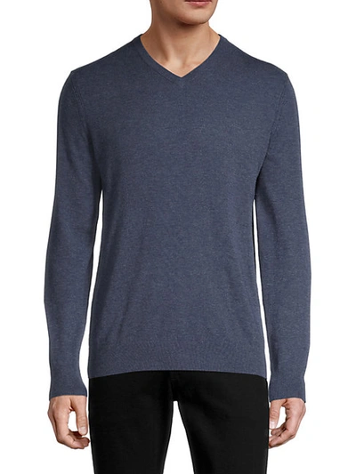 Theory V-neck Merino Wool-blend Sweater In Silver Grey