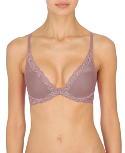 Natori Feathers Contour Plunge Lace-trim Bra 730023 In Spanish Rose