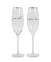 8 OAK LANE TOASTING CHAMPAGNE GLASSES- JUST MARRIED