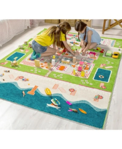 Ivi Beach Houses 3d Kids Play Rug In Multi
