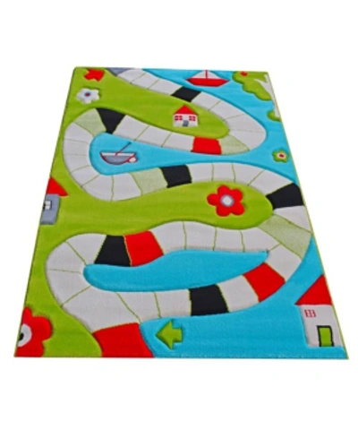 Ivi Playway Soft Nursery Rug With A Playful Design - 59"l X 39"w In Turquoise