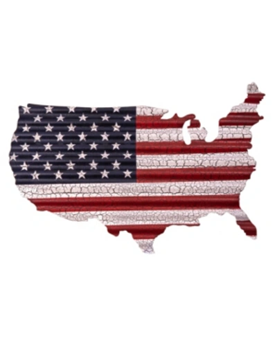 Bey-berk Usa Map American Flag Marquee Sign Wall Decor In Multi