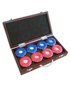 BLUE WAVE SHUFFLEBOARD PUCKS WITH CASE, SET OF 8