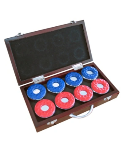 Blue Wave Shuffleboard Pucks With Case, Set Of 8 In Red