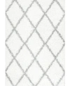 Nuloom Easy Shag Cozy Soft And Plush Diamond Trellis 5'3" X 7'6" Area Rug In White