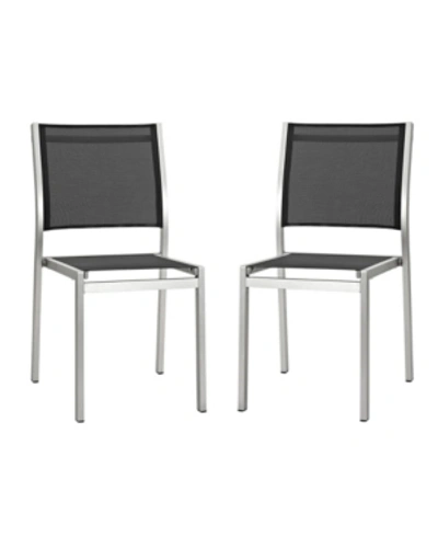 Modway Shore Side Chair Outdoor Patio Aluminum Set Of 2 Black
