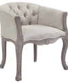 MODWAY CROWN VINTAGE FRENCH UPHOLSTERED FABRIC DINING ARMCHAIR