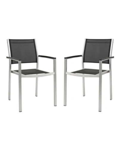 Modway Shore Dining Chair Outdoor Patio Aluminum Set Of 2 Black