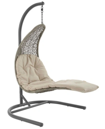 Modway Landscape Hanging Chaise Lounge Outdoor Patio Swing Chair In Beige