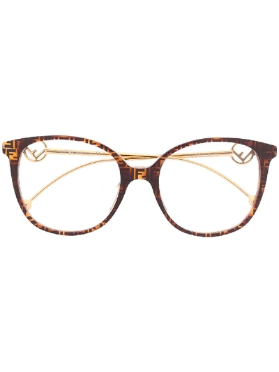 Fendi Ff Oversized Frame Glasses In Brown