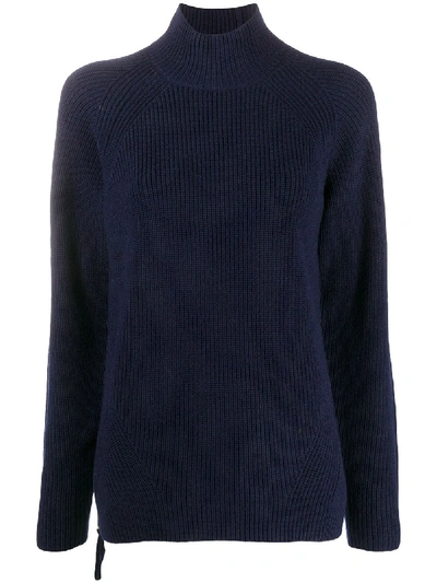 Odeeh High Neck Rib Knit Jumper In Blue