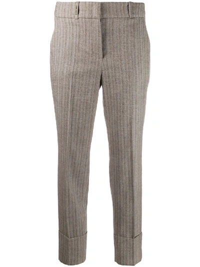 Peserico Striped Cropped Trousers In Neutrals