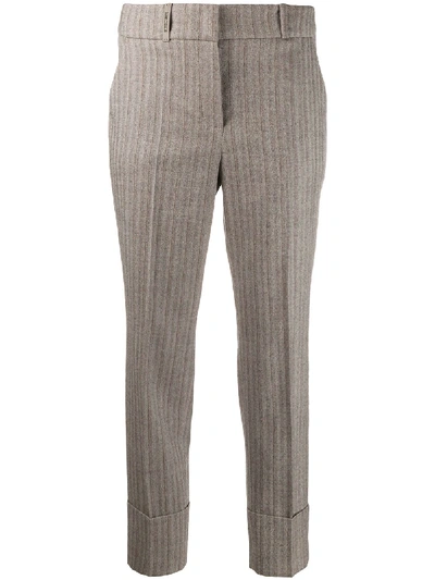 Peserico Striped Cropped Trousers In Grey