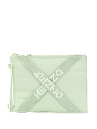 Kenzo Clutch Mit Logo-riemen In Green