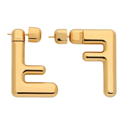 Fendi Gold Tone Ff Logo Earrings In F0cfk Softg