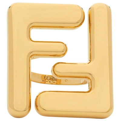 Fendi Gold Tone Ff Logo Ring