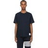 Thom Browne Crew Neck Cotton T-shirt With Distinctive Logo In 415 Navy