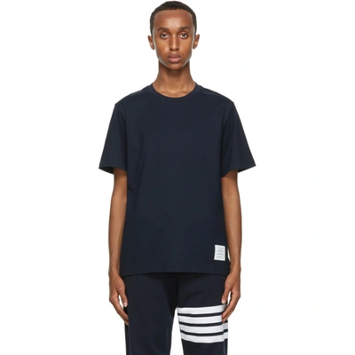 Thom Browne Navy Blue Medium Weight Cotton Jersey T-shirt In Multi