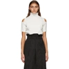 ISSEY MIYAKE WHITE CUTOUT SHORT SLEEVE TURTLENECK