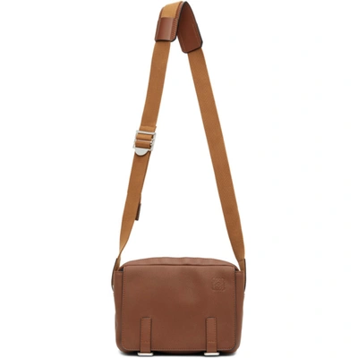 Loewe Anagram-logo Grained-leather Messenger Bag In Brown