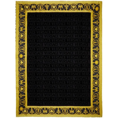 Versace Barocco Beach Towel In Z4800 Black