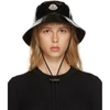 MONCLER BLACK SHINY LOGO BUCKET HAT