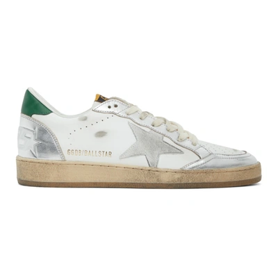 Golden Goose Ball Star Low-top Sneakers In White,green,silver