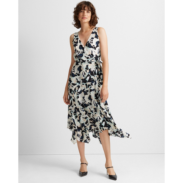 faux wrap detail tank dress