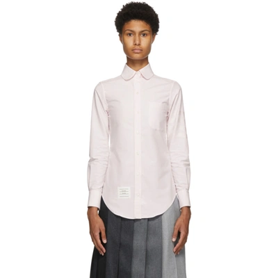 Thom Browne Embroidered Round Collar Button Down Shirt In Light Pink