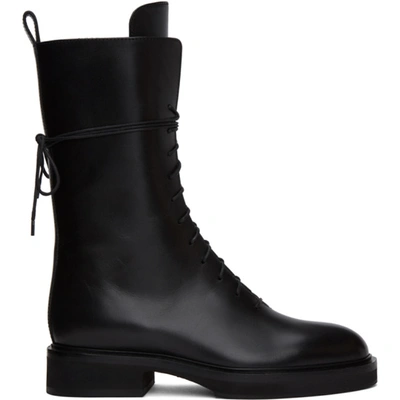 Khaite Black 'the Lace Up' Combat Boots