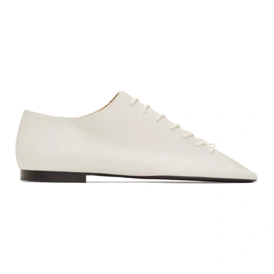 Lemaire Square Toe Derby Shoes In White