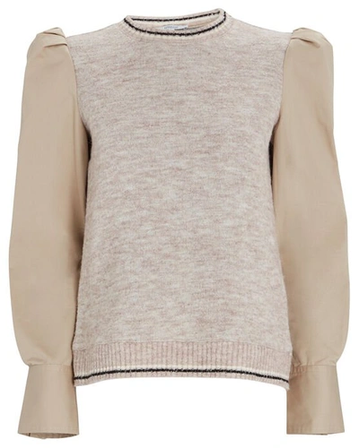 Derek Lam 10 Crosby Milton Mixed Media Sweater In Beige