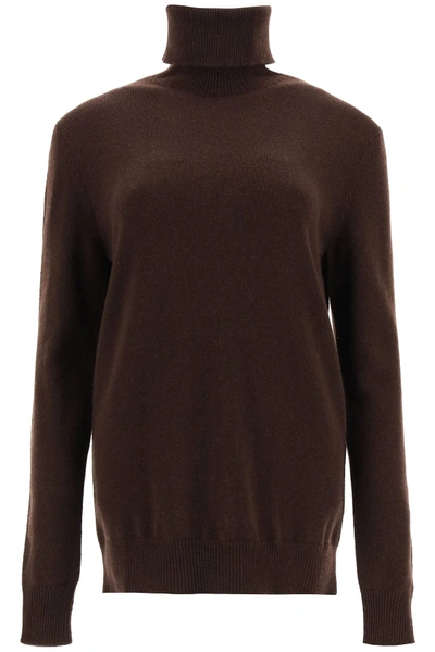 Dolce & Gabbana High Necked Cashmere Sweater In Brown