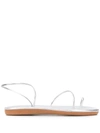 Ancient Greek Sandals Round-toe Flat Sandals In Silver