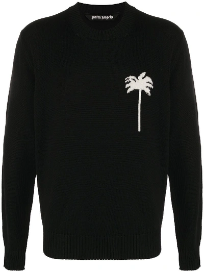 Palm Angels Intarsia-knit Jumper In Black