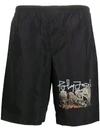 PALM ANGELS DESERT SKULL SWIM SHORT BLACK MULTICOLOR