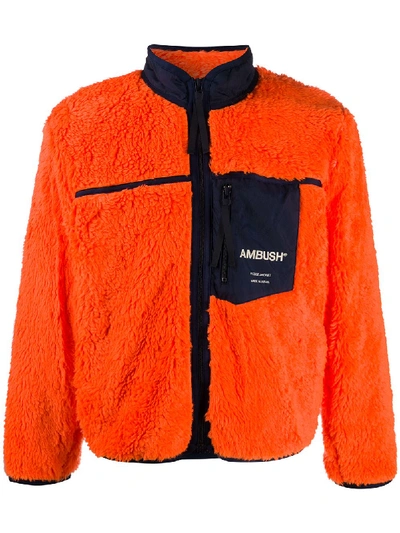 Ambush Zip-up Fleece Sweatshirt In Orange
