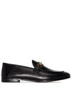 Gucci Black Web Interlocking G Loafers In Black