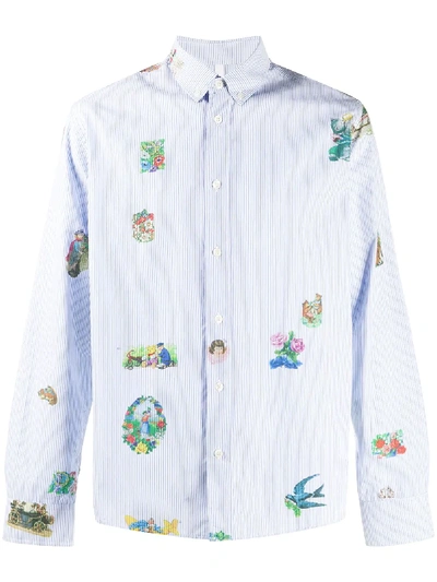 Soulland Edgar Illustration-print Shirt In Blue