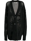 PALM ANGELS OPEN-KNIT BUTTON-UP CARDIGAN